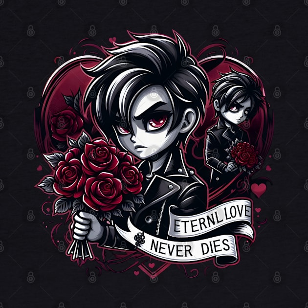 Gothic Heartbeat: 'Eternal Love Never Dies' Emblem by WEARWORLD